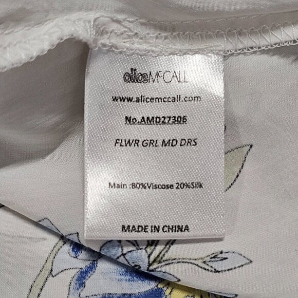 Alice McCall Floral Midi Dress Women Size 6 White Side Zip - Picture 15 of 15